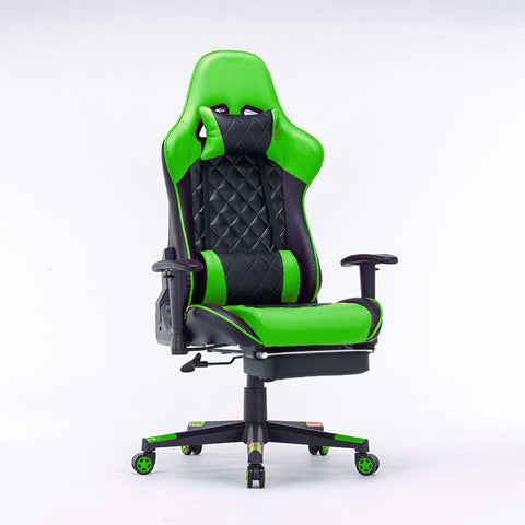 Gaming Chair Ergonomic Racing chair 165° Reclining Gaming Seat 3D Armrest Footrest Black Green
