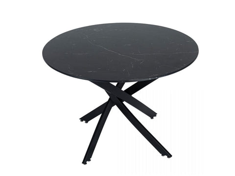 Round Marble-Effect Table - Black