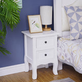 French Bedside Table Nightstand White Set of 2