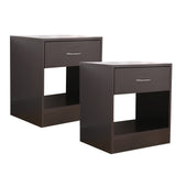 Dandi Bedside Table Nightstand with Drawer Set of 2 Brown