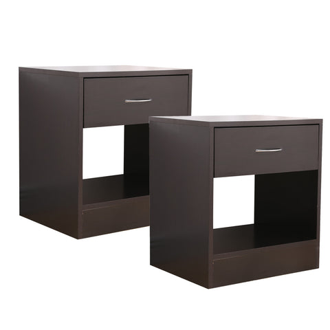 Dandi Bedside Table Nightstand with Drawer Set of 2 Brown