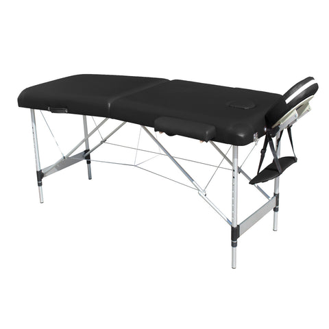 2 Fold Portable Aluminium Massage Table Massage Bed Beauty Therapy Black