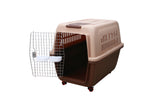 Large Plastic Kennels Pet Carrier Dog Cat Cage Crate With Handle and Wheel Brown
