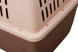 Large Plastic Kennels Pet Carrier Dog Cat Cage Crate With Handle and Wheel Brown