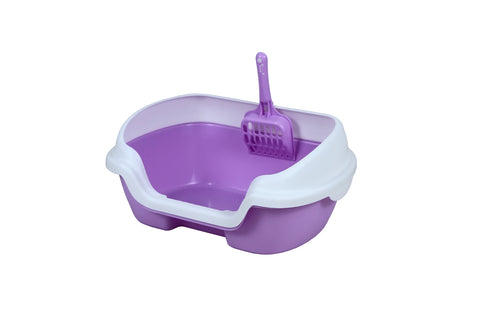 Small Portable Cat Kitten Rabbit Toilet Litter Box Tray with Scoop Purple