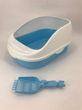 Large Portable Cat Toilet Litter Box Tray House with Scoop Blue