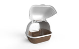 Cat Toilet Litter Box  Portable Hooded Tray House with Handle and Scoop Brown