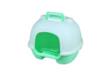 Portable Hooded Cat Kitten Toilet Litter Box Tray House with Handle and Scoop Green