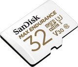 Sandisk Max Endurance Microsdhc Card SQQVR 32G (15 000 HRS) UHS-I C10 U3 V30 100MB/S R 40MB/S W SD Adaptor SDSQQVR-032G-GN6IA