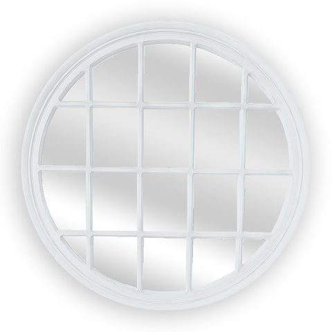 Window Style Mirror - White Circle 100cm