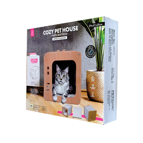 Pet Basic Retro TV Cozy Cat House Waterproof Mattress 39 x 47 x 38cm