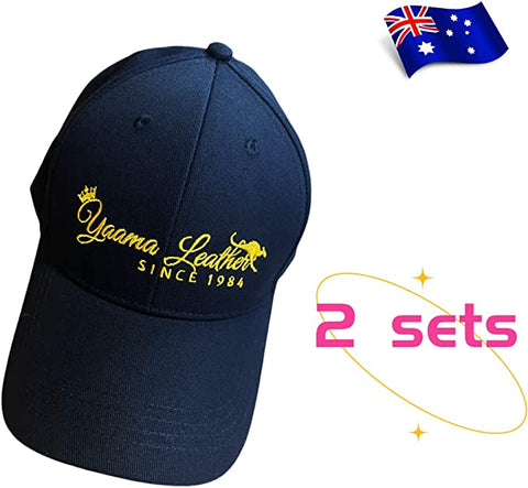 2 Sets of Black Baseball hat 100% Cotton with Embroidery and Australian Flag on The Side
