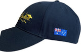 2 Sets of Black Baseball hat 100% Cotton with Embroidery and Australian Flag on The Side