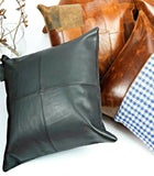 Melbourne Leather Co Genuine Leather Patchwork Cushion Cover Pillow Cover Leather Pillow Leather Cushion Vintage Leather Tan Pillow Cover