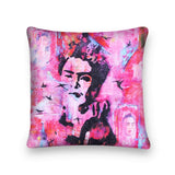 Mexican Painter Pillow Case, Frida Floral Decorative Cushion, Mexican Painter Art Garden Country Mexico Muertes Cushion Cover