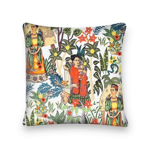 Mexican Painter Pillow Case, Frida Floral Decorative Cushion, Mexican Painter Art Garden Country Mexico Muertes Cushion Cover