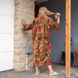 Linen Connections Frida Floral Cotton Velvet Kimono Bathrobe Gift for her, Bridal Robes CK83