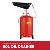 80L Mobile Waste Oil Drainer Telescopic Workshop Fluid Collection Tank