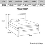 Double size Bed Frame in Solid Acacia Wood with Medium High Headboard in Oak Colour