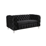 3+2+1 Seater Sofa Classic Button Tufted Lounge in Black Velvet Fabric with Metal Legs