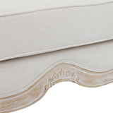 Oak Wood White Washed Finish Rolled Armrest 3+2+1 Seater Sofa Set Linen Fabric