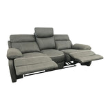 3+1+1 Seater Electric Recliner Sofa In Luxe Rhino Polyester Plywood Fabric In Ash Colour with Plastic Black Base