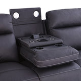 3+2+1 Seater Electric Recliner Sofa in Super Suede Fabric in Charcoal Color with Plastic Black Base