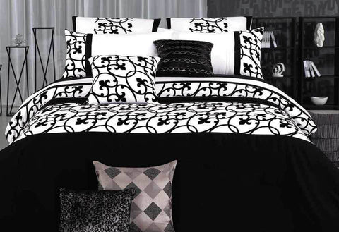 Luxton Queen Size White and Black Quilt Cover Set(3PCS)