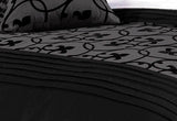 Queen Size Charcoal Black Flocking Quilt Cover Set(3PCS)