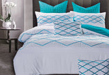 Queen Size White and Turquoise Blue Quilt Cover Set (3PCS)