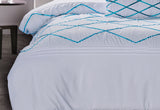 Queen Size White and Turquoise Blue Quilt Cover Set (3PCS)