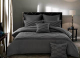 Queen Size 3pcs Embroidered Grey Quilt Cover Set