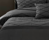 Super King Size 3pcs Embroidered Grey Quilt Cover Set