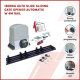 1800KG Auto Slide Sliding Gate Opener Automatic w 4m Rail