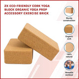2x ECO-Friendly Cork Yoga Block Organic Yoga Prop Accessory Exercise Brick
