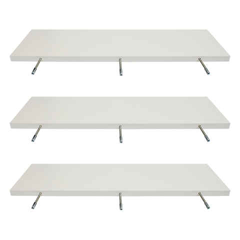 Floating Wall Shelf Wooden Shelves Wall Storage 80cm - White - Pack of 3