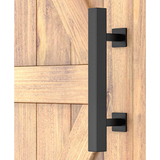 12" Square Pull and Flush Door Handle Set Black Barn Door Hardware