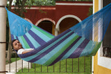 Single Size Mayan Legacy Cotton Mexican Hammock in Oceanica Colour