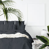 Royal Comfort 1000 Thread Count Bamboo Cotton Sheet and Quilt Cover Complete Set - Queen - Charcoal