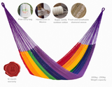 Queen  Size Outoor Cotton Mayan Legacy Mexican Hammock in Rainbow