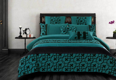 King Size Halsey Teal and Black Quilt Cover Set (3PCS)
