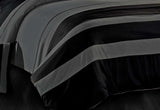 King Size Grey Black Sriped Quilt Cover Set(3PCS)