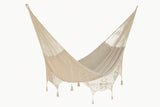 King Size Mayan Legacy Deluxe Outdoor Cotton Mexican Hammock  in Cream Colour